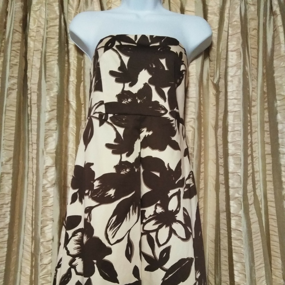 New York & Co Strapless Dress - Brown/Beige